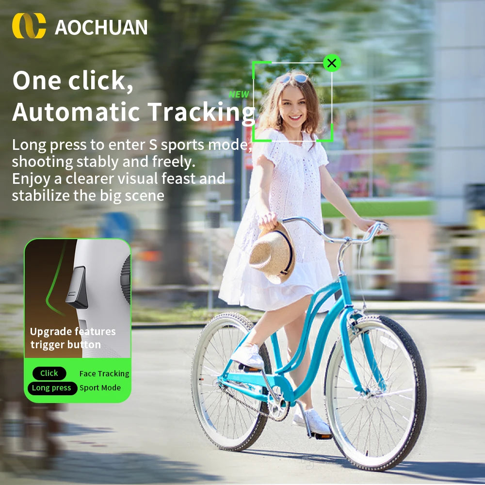 AOCHUAN 3-Axis Handheld Gimbal Phone Stabilizer with Extension Rod 8.0 Anti Shake Face Tracking for Phone Outdoor Shooting Vlog