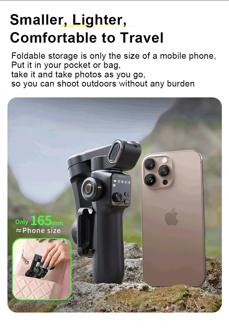 AOCHUAN 3-Axis Handheld Gimbal Phone Stabilizer with Extension Rod  8.0 Anti Shake Face Tracking for Phone Outdoor Shooting Vlog