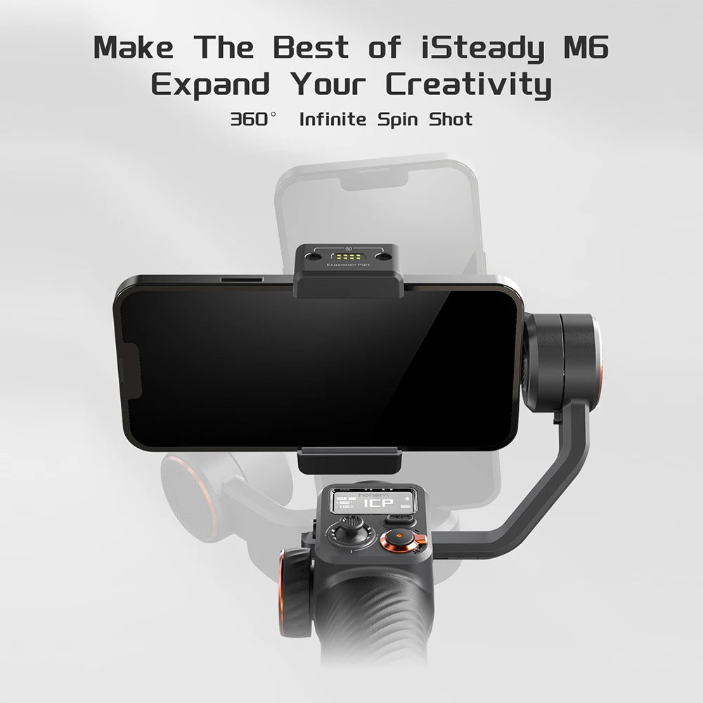 hohem iSteady M6 Kit 3-Axis Smartphone Gimbal Stabilizer Anti-shake Phone Vlog Gimbal 360° Rotatable OLED Large Screen with AI V