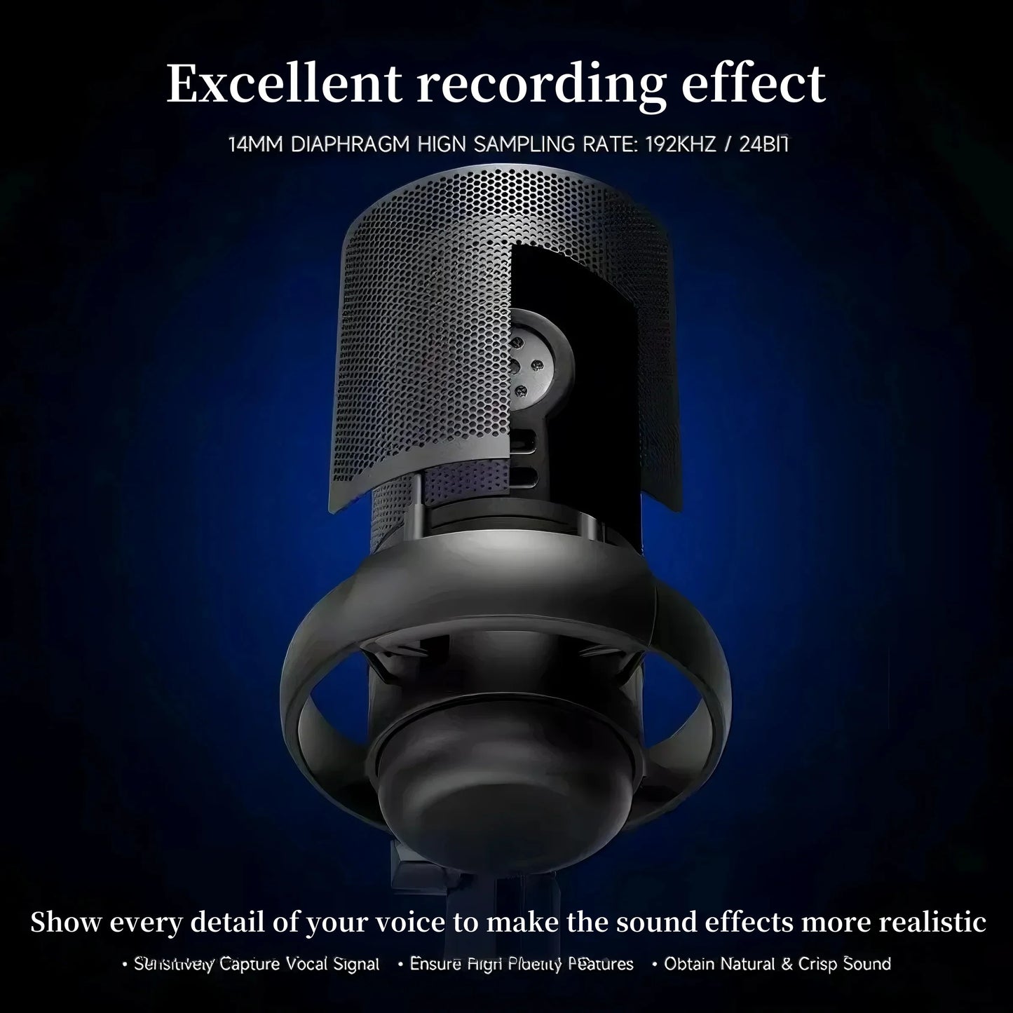 Professional USB microphone with mute function RGB condenser microphone suitable for live video recording, conference recording