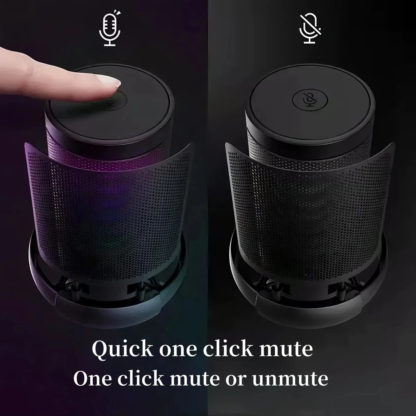 Professional USB microphone with mute function RGB condenser microphone suitable for live video recording, conference recording
